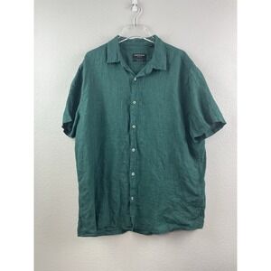 Country Road Shirt Mens XXL Organic Linen Regular Fit Green Beach Coastal Preppy